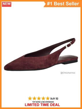 Pointed Toe Suede Slingback Flats Buckle Adjustable Dress Shoes
